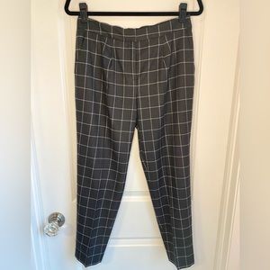 Trouvé Front Pleat Ankle Trouser Pants Plaid Grey Size 4
